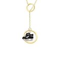 thumbnail image 1 of Black Ice Skates Gold Tone Double Karma Lariat Necklace, 1 of 1
