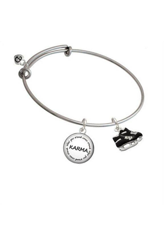 Black Ice Skates Karma Bangle Bracelet