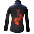 thumbnail image 1 of Black Ice Skating Jacket with Orange "Pair of skates" Rhinestones Design, 1 of 3