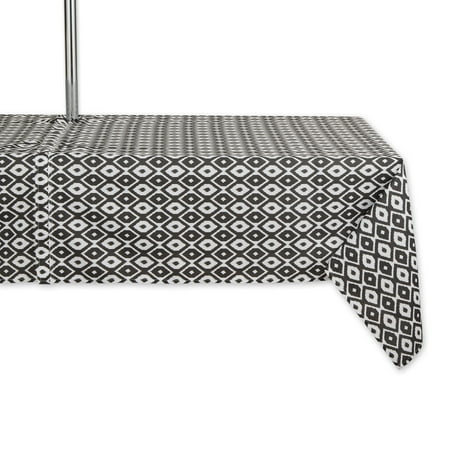 Black Ikat Outdoor Tablecloth With Zipper 60x120