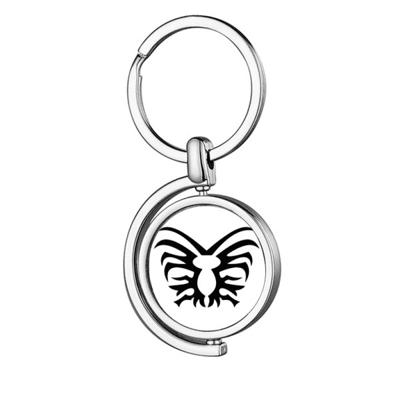Black Illustration Insect Spider Pattern Rotating Keychain Metal Keyring Holder