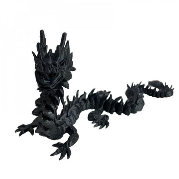 Black Imperial Dragon 3D Printed Figurine