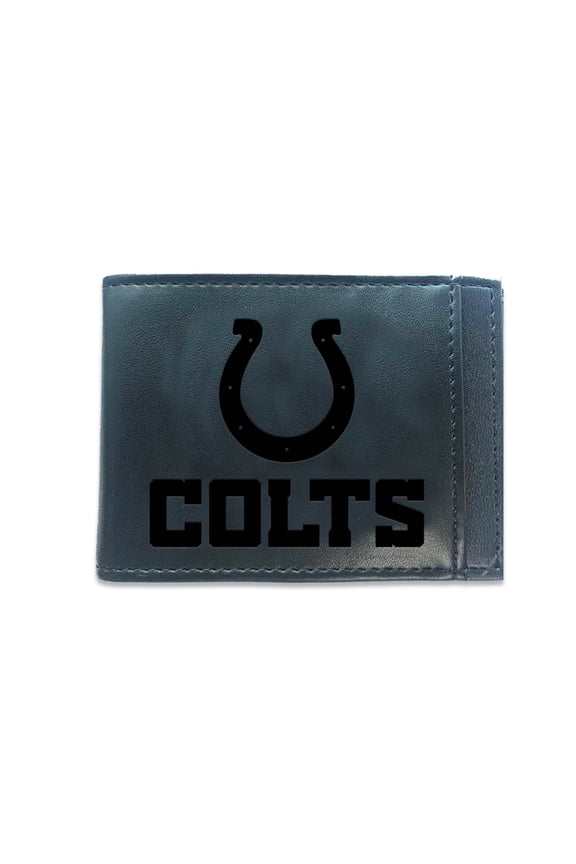 Black Indianapolis Colts Hybrid Leather Front Pocket Bi-Fold Wallet with Money Clip