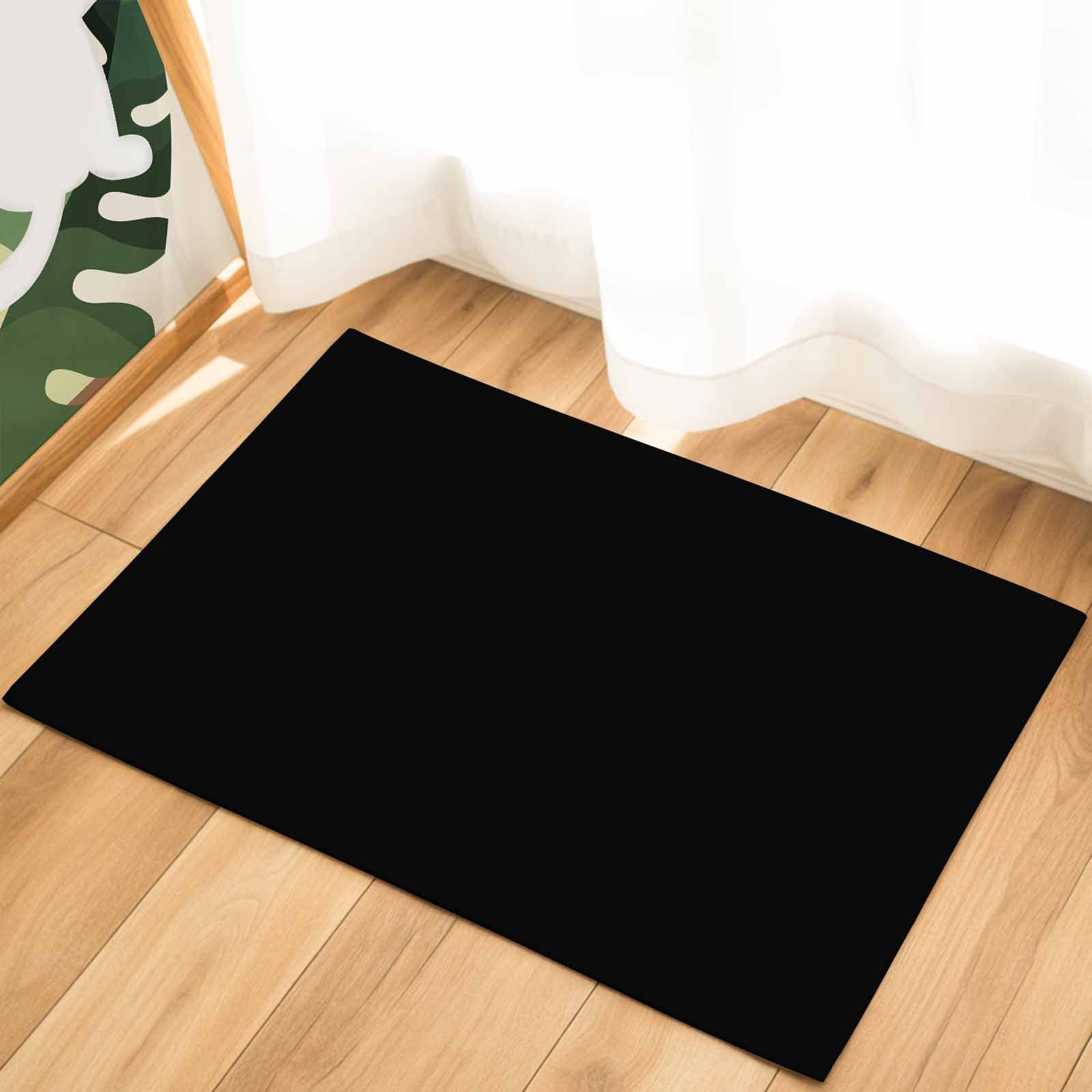 Black Indoor Door Mat - 18"x30", Non-Slip Welcome Mat for Outdoor, Farmhouse Solid Black Color Modern Art Front Doormat for Entry, Low-Profile Doormat Entrance Rug for Kitchen/Bathroom