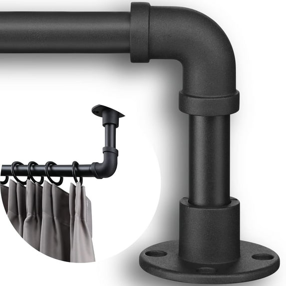 BsBsBest Black Adjustable industrial Curtain Rod, 32"-58"
