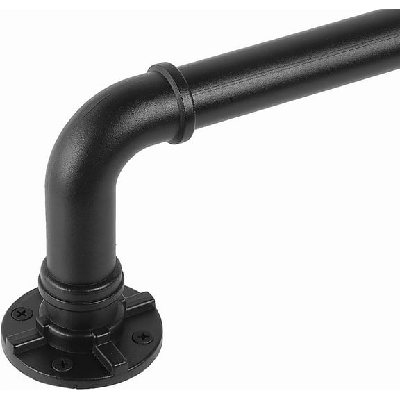 Black Industrial Curtain Rod for Windows 66-120 Inches - Rustic 1 Inch Rod for Indoor or Outdoor Use, Adjustable from 30 to 120 Inches