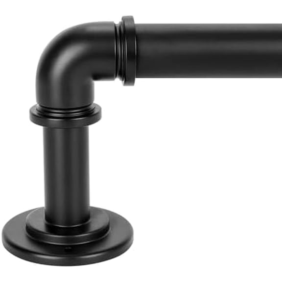 Black Industrial Curtain Rods for Windows 28 to 48 Inch(2.3 to 4 Feet), 1 Inch Diameter Blackout Wrap Around Adjustable Heavy Duty Window Drapery Rods, Indoor and Outdoor