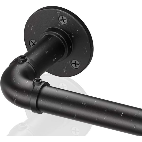 Black Industrial Curtain Rods for Windows 66 to 120, Outdoor Blackout Curtain Rod, Wrap Around Heavy Duty Curtain Rods,1 Inch Drapery Rods, Rustic Pipe Curtain Rod 66-120 Inch