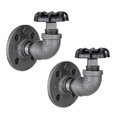 thumbnail image 1 of Black Industrial Curved Spigot Wall Hook with Flange (2-Pack), 1 of 10