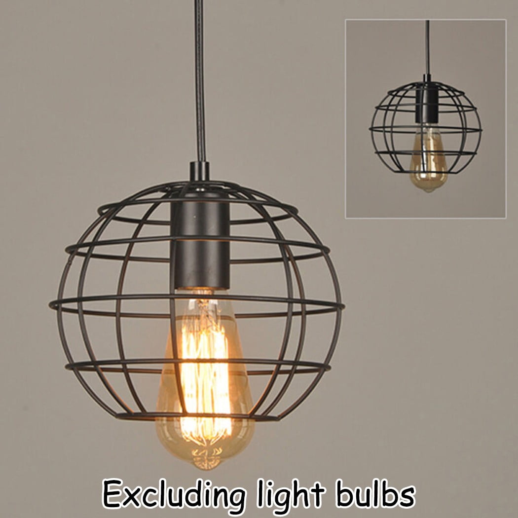 Black Industrial Iron Pendant Lamp Shade Light Bulb Cage Lighting Fixtures