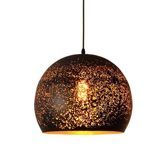 Black Industrial Metal Semicircle Dome Pendant Light Fixture, Creative Vintage Iron Hanging Lamp, Retro Farmhouse Ceiling Pendant Lighting for Kitchen Island Dining Room Table Bar Counter Entrance