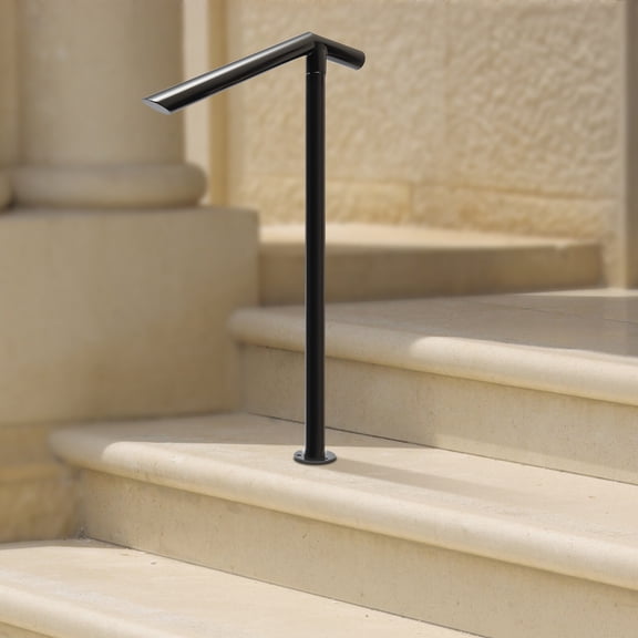 Black Industrial Retro Iron Step Handrail, 3-Step Free Standing 220Lbs Load Capacity Railing for Porch Stair Loft