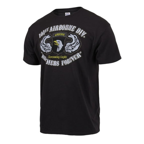 Black Ink Distressed 101st Airborne Division Screaming Eagles T-Shirt, Black