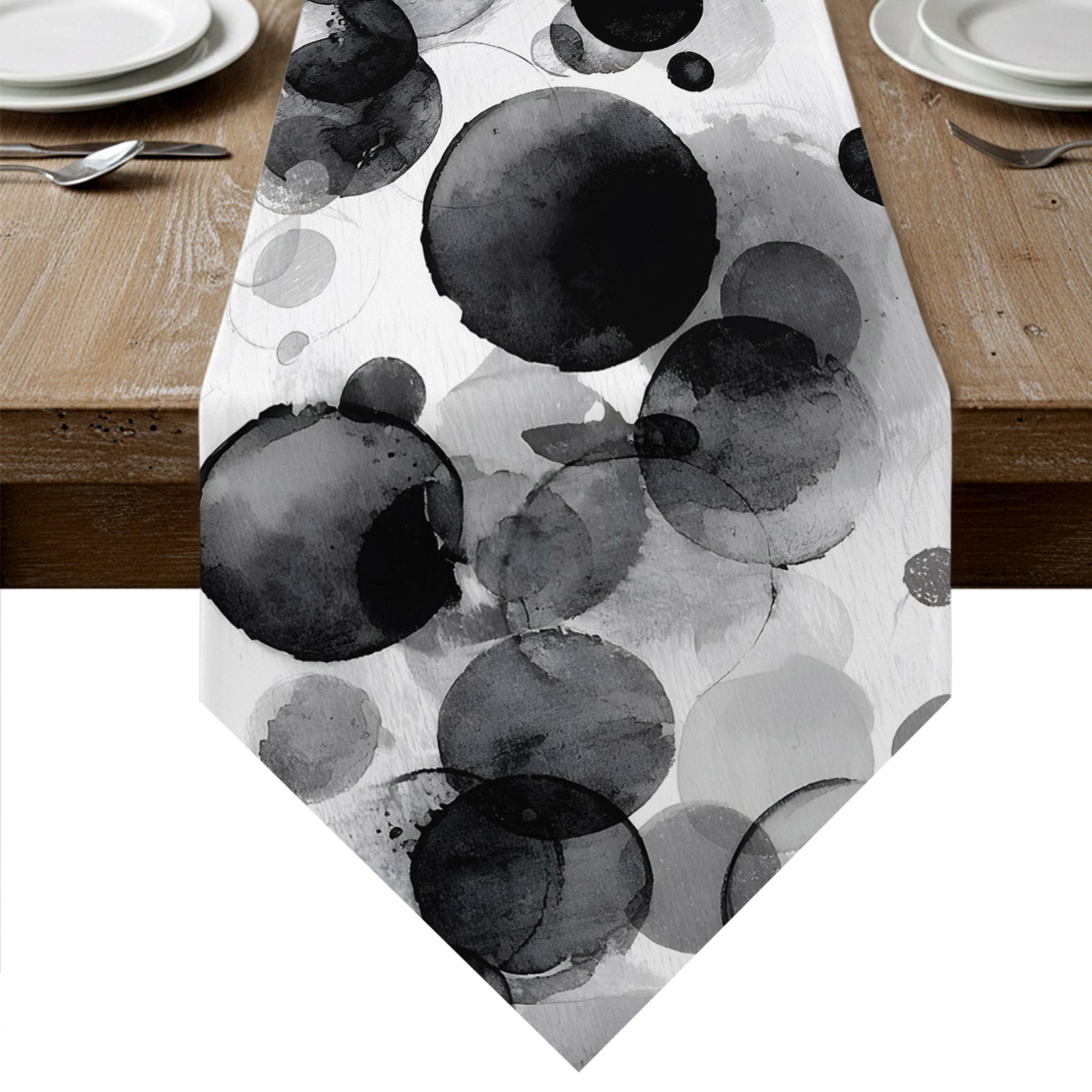 Black Ink Painting Table Runner Linen Burlap Table Runner 72 Inches black-ink-painting-table-runner-linen-burlap-table-runner-72-inches