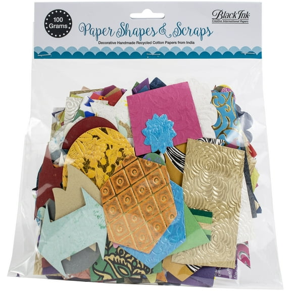 Black Ink Paper Shapes & Scraps-Assorted, 100 Grams