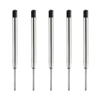 Black Ink Refill Pack of 5, Replaceable Ballpoint Pen Refills, Medium Point Metal Refill