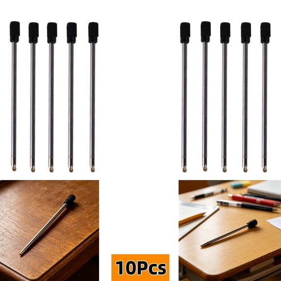 Black Ink Refills (6/10/14pcs), Replaceable Ballpoint Pen Refills, 1mm Medium Tip, 2.76in