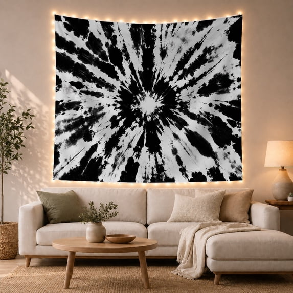 Black Ink Splatters on White Background, Dramatic Abstract for Ink Art Enthusiasts, Monochrome Wall Decor, Housewarming Gift, Tapestry Wall Hanging for Living Room and Bedroom