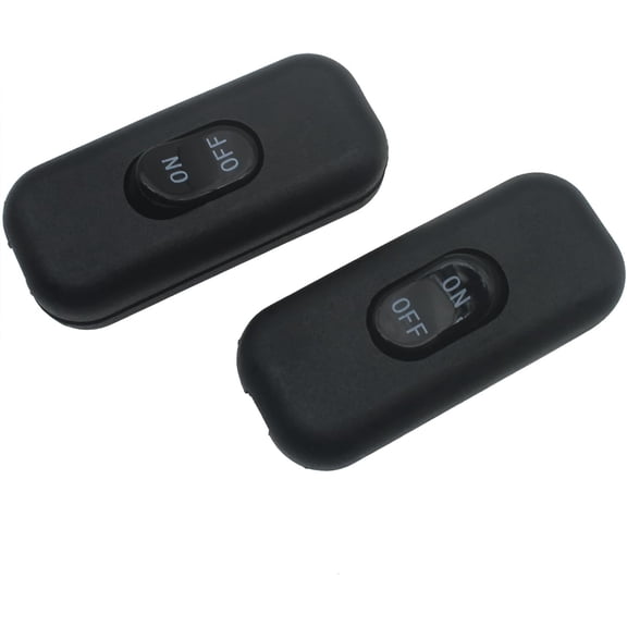 Black Inline Cord Switch AC 250V 6A On-Off Button Control for Table Lamp, Mirror Lamp and Wall Lamp (2 PCS)