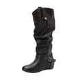 thumbnail image 1 of Black Inner Height Increase Boots For Women With Belt Buckle And Round Toe Mid Calf Design For A Fashionable Winter Look, 1 of 6