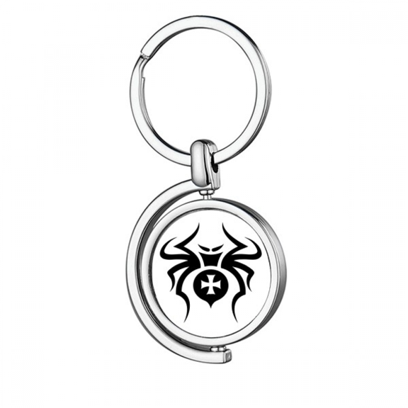 Black Insect Spider Pattern Illustration Rotating Keychain Metal Keyring Holder