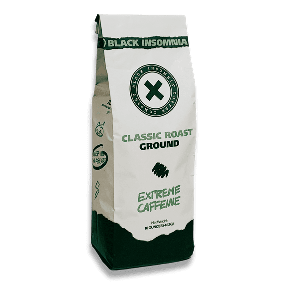 Black Insomnia Coffee - Strongest Coffee in the World - Classic Roast - 16 oz