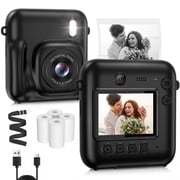 Black Instant Print Camera for Kids Age 3-12 Years Old 1080P HD Digital Video Camera for Children Creative Birthday Gifts for Boys Girls Include Printing Paper