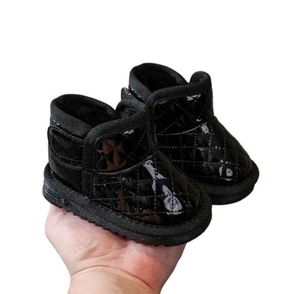 Black Insulated Winter Boots For Infants With Plush Velvet Interior And Flexible Soft Sole For Cold Weather