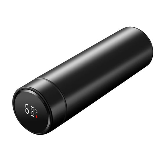 Black Intelligent Insulated Cup With Temperature Display, 304 Stainless Steel, Digital Screen For Daily Use, Travel, Office Hydration 8.8X3.3X3.3In 1.1Lb
