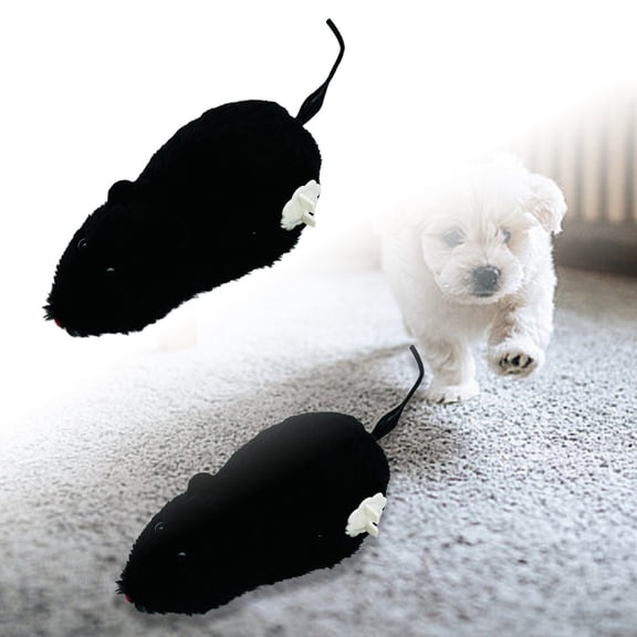 Black Interactive Cat Chase Toy – Runs & Wiggles Tail, Soft Furry Running Mouse Teaser Pet Toy for Cats and Dogs, Durable, Instinct Triggering Play, 6.3 inch