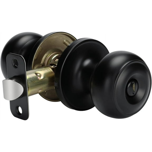 Black Interior Door Knob, Matte Black Keyless Privacy Door Knob, Black Bedroom Door Knobs, Black Door Knobs Interior Bulk, Indoor Bathroom Door Knob(1 Pack, Matte Black)