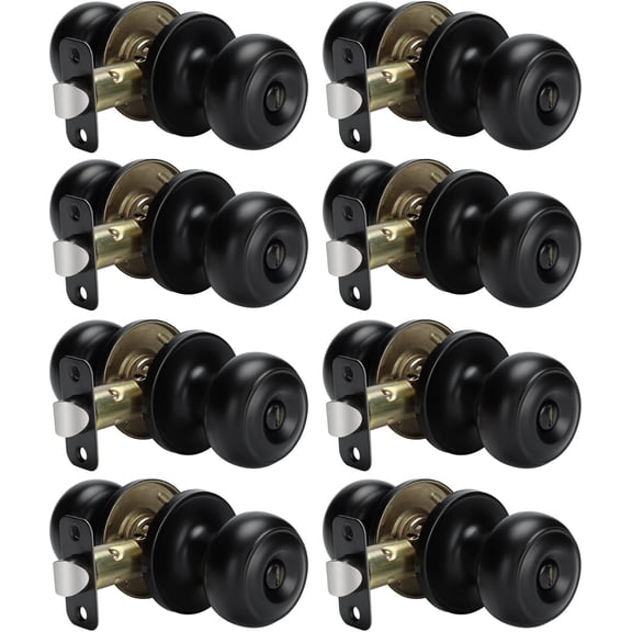 Black Interior Door Knobs, Matte Black Privacy Door Knob, Black Bedroom Door Knobs, Black Door Knobs Interior Bulk, Indoor Bathroom Door Knob(8 Pack, Matte Black)