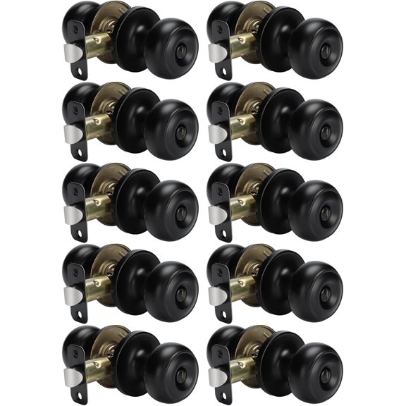 Black Interior Door Knobs, Matte Black Privacy Door Knob, Black Door Knobs Interior Bulk, Indoor Bedroom Bathroom Door Knob(10 Pack, Matte Black)