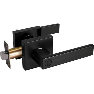 Black Interior Door Lever, Keyless Door Handle with Lock, Door Knob for Privacy Bedroom/Bathroom, Left or Right Handing
