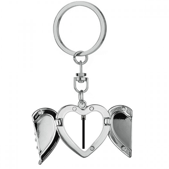 Black Internet Cable USB Plug Pattern Heart Angel Wing Key Chain Holder