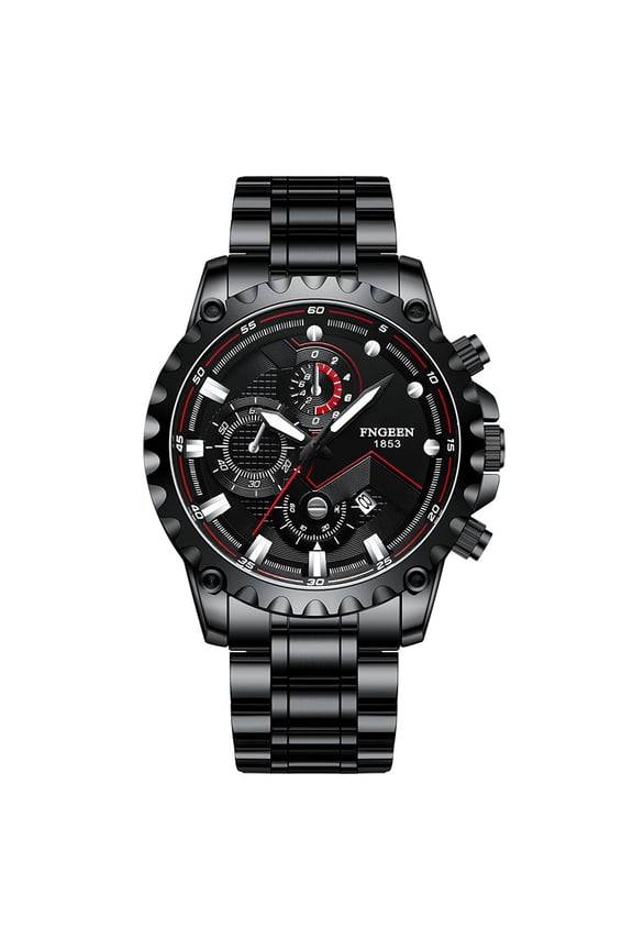 Black Internet celebrity waterproof sports fashion trend stainless steel quartz men's watch