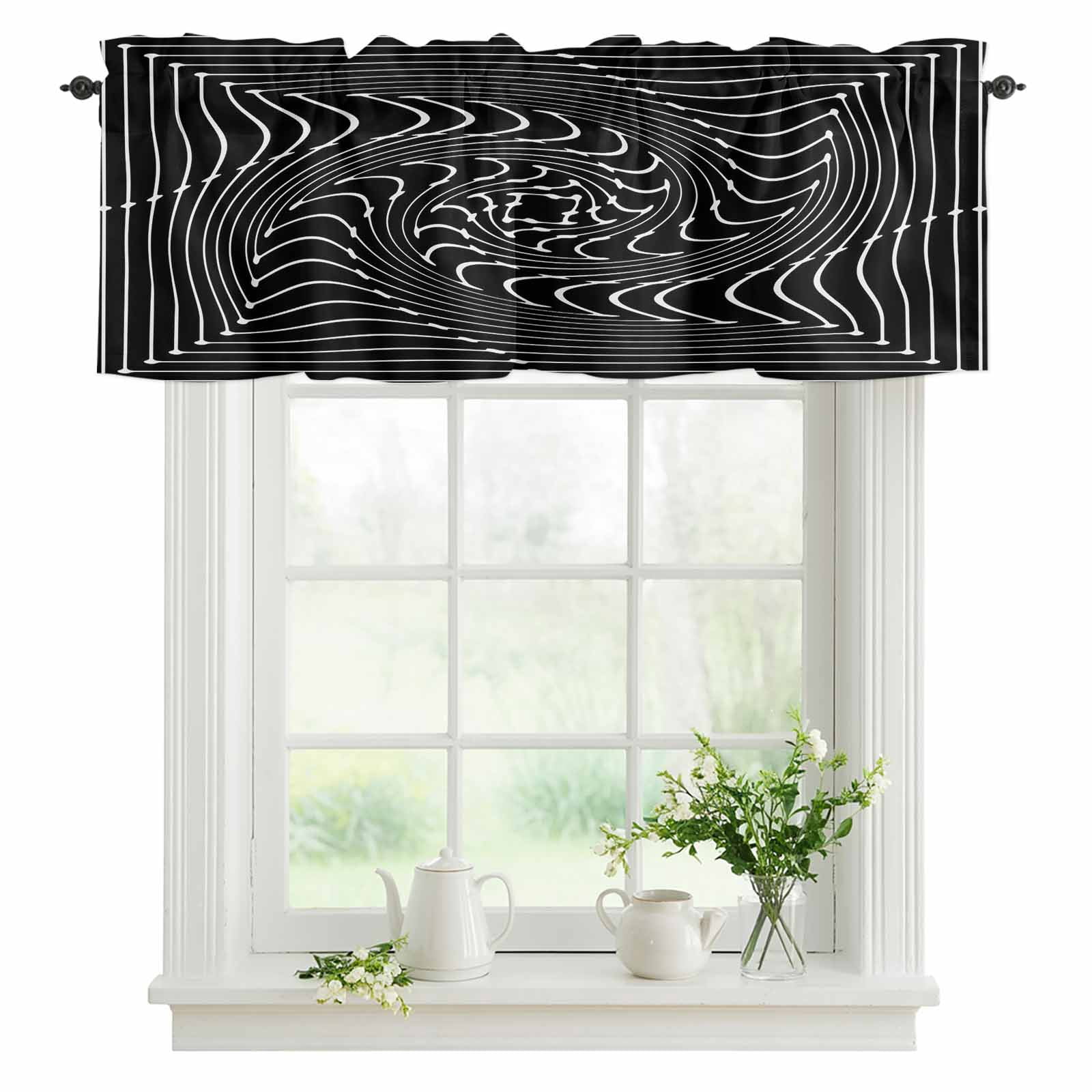 Window Vortex Black Inverse Vortex Valances for Windows, Rod Pocket Kitchen Valance ...