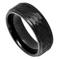 thumbnail image 1 of Black Ion Plated Cobalt Hammered Center Stepped Edge Ring Size 9.5, 1 of 3