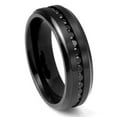 thumbnail image 1 of Black Ion Plated Titanium Black CZ Eternity Beveled Edge Ring Size 11.5, 1 of 3