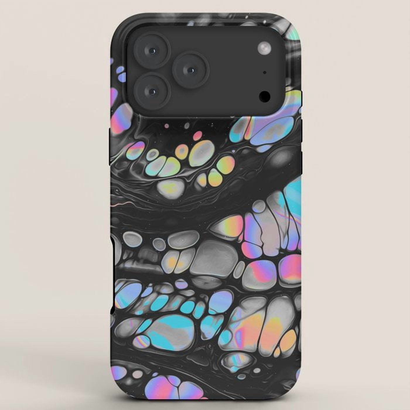 Black Iridescent Fluid Cell Tough Case for Apple iPhone Series ...