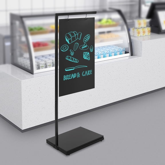 Black Iron 11.8x18.3x43.3 Inch Vertical Double-Sided Advertising Blackboard Movable Vertical Billboard