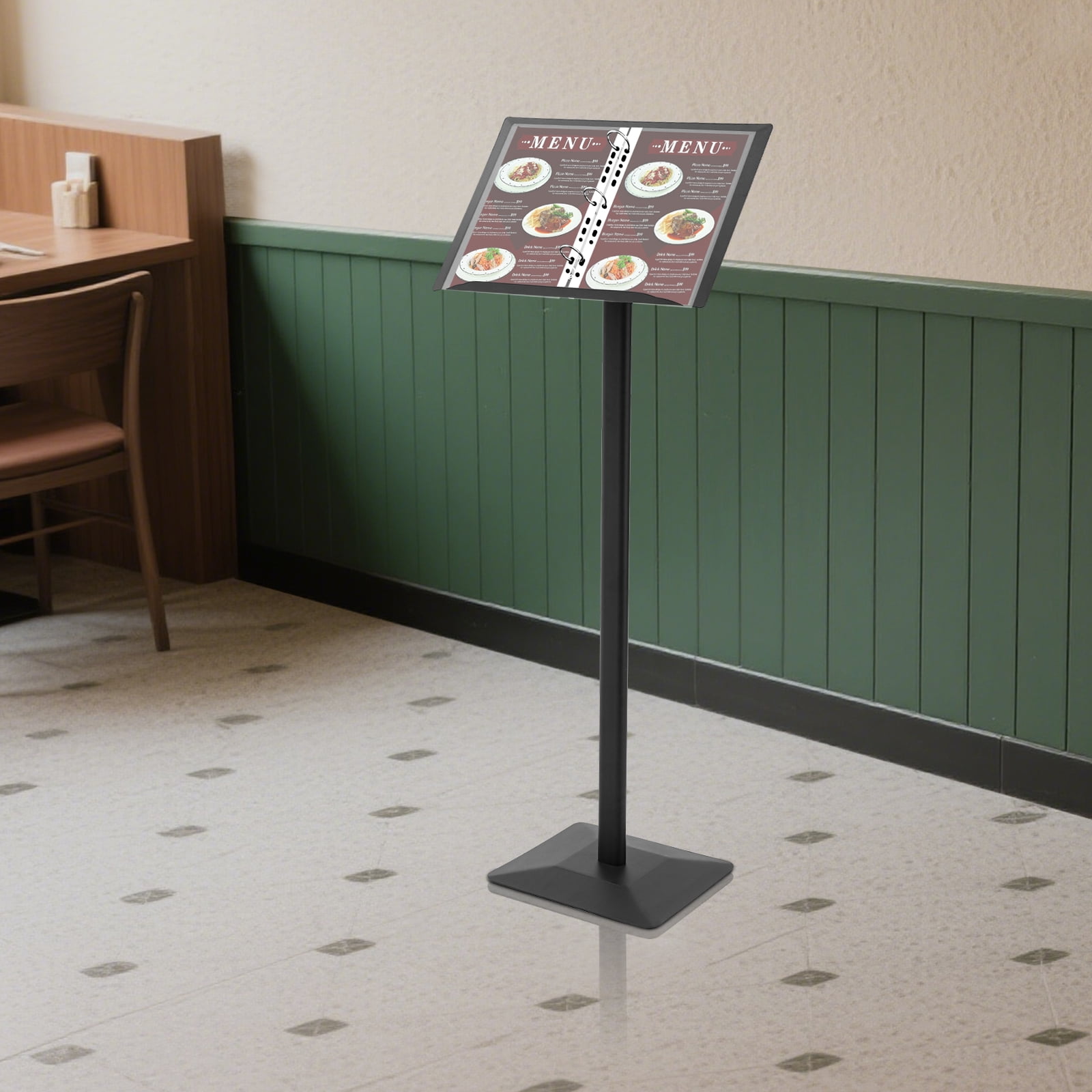 Black Iron 115cm Vertical Menu Display Rack Page-Turning Billboard ...