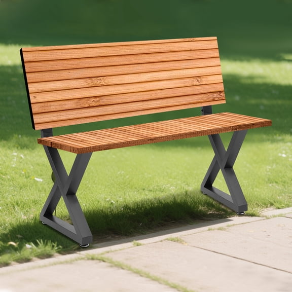 Black Iron 40cm Triangular Bench Leg 2-Piece Set With Backrest Support Seat Leg