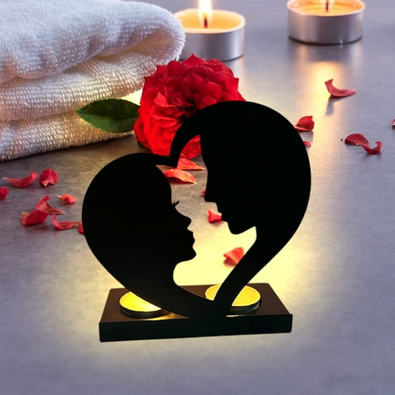 Black Iron Alphabet Candle Holders - Minimalist Flower-Shaped Decor for Wedding Valentine's Day, Multifunctional Metal Home Ornament Gift for Living Room Bedroom