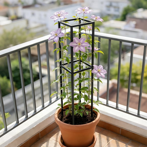 Black Iron Climbing Plant Support Frame 120cm Column Flower Stand Potted Vine Climbing Frame Horticultural Support