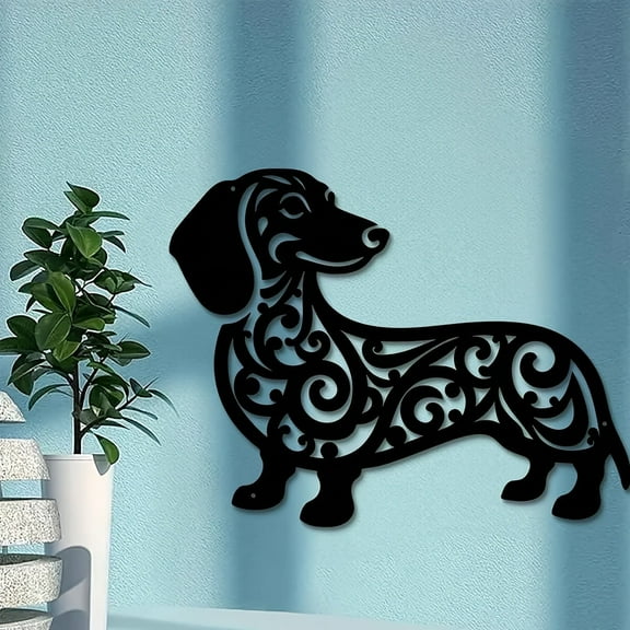 Black Iron Dachshund Dog Metal Wall Art Modern Home & Outdoor Decor for Living Room, Bedroom, Bathroom, Garden, Patio | Waterproof, Rustproof & Dur
