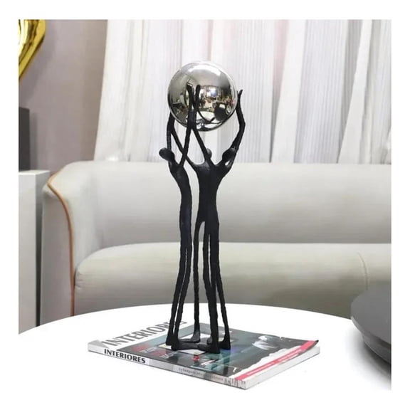 Black Iron Figure - Modern Silver Accent