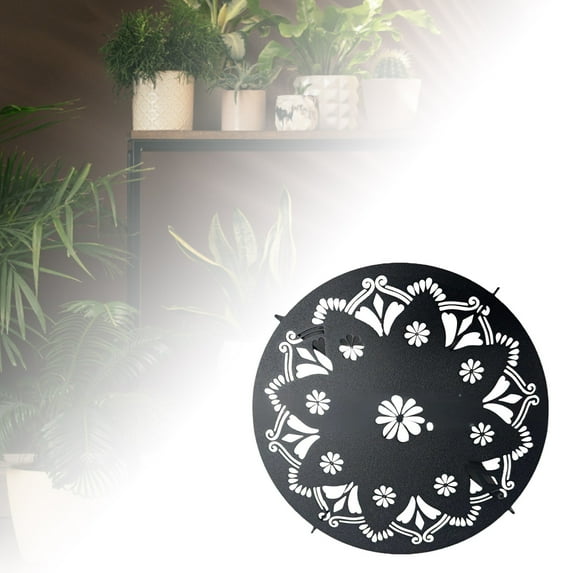 Black Iron Stand Heavy Duty Round Flower Pot Holder Indoor Outdoor Use Rustproof Metal Planter Stand for Potted Garden Patio Decor with Black Accents