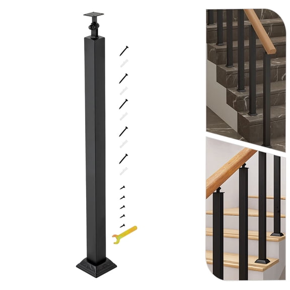 Black Iron Stair Baluster Post, Rustproof Adjustable Railing Spindle 220.5lbs Load for Stair Balcony Deck