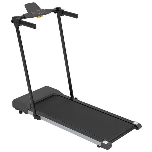 Black Iron Treadmill for Home, 49.2""L x 23.6""W x 42.9""H, 50.1lbs, LED Screen Treadmill with 7.5mph Speed, Walking & Running Machine with Built-in Wheels for Easy Storage
